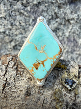 Load image into Gallery viewer, Diamond Turquoise Ring Size 8.5

