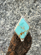 Load image into Gallery viewer, Diamond Turquoise Ring Size 8.5

