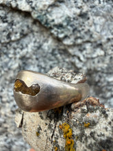 Load image into Gallery viewer, Bronze Signet Ring with Garnet Size 9.5
