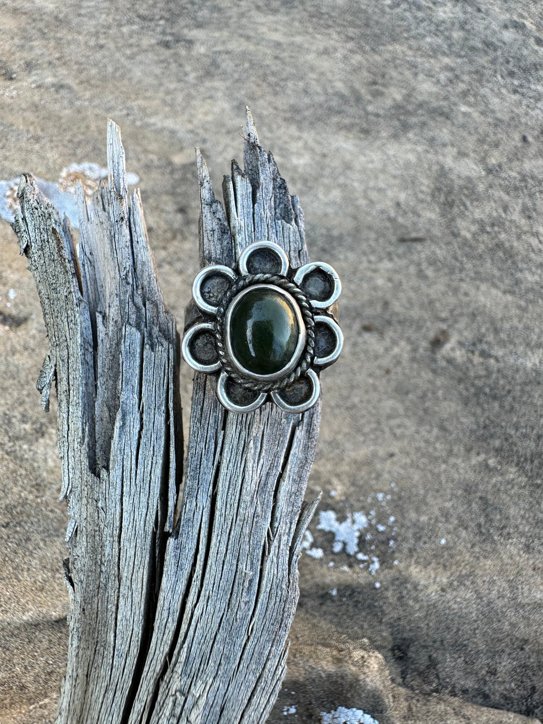 Wyoming jade flower ring size 7.25