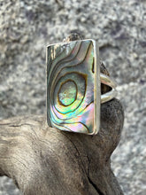 Load image into Gallery viewer, Rectangular Mother of Pearl Ring Size 7.75
