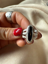 Load image into Gallery viewer, Black Agate Triple Split Band Ring Size 8
