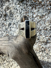 Load image into Gallery viewer, "Black" White Buffalo Split Band Ring Size 9.5
