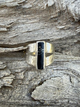 Load image into Gallery viewer, "Black" White Buffalo Split Band Ring Size 9.5

