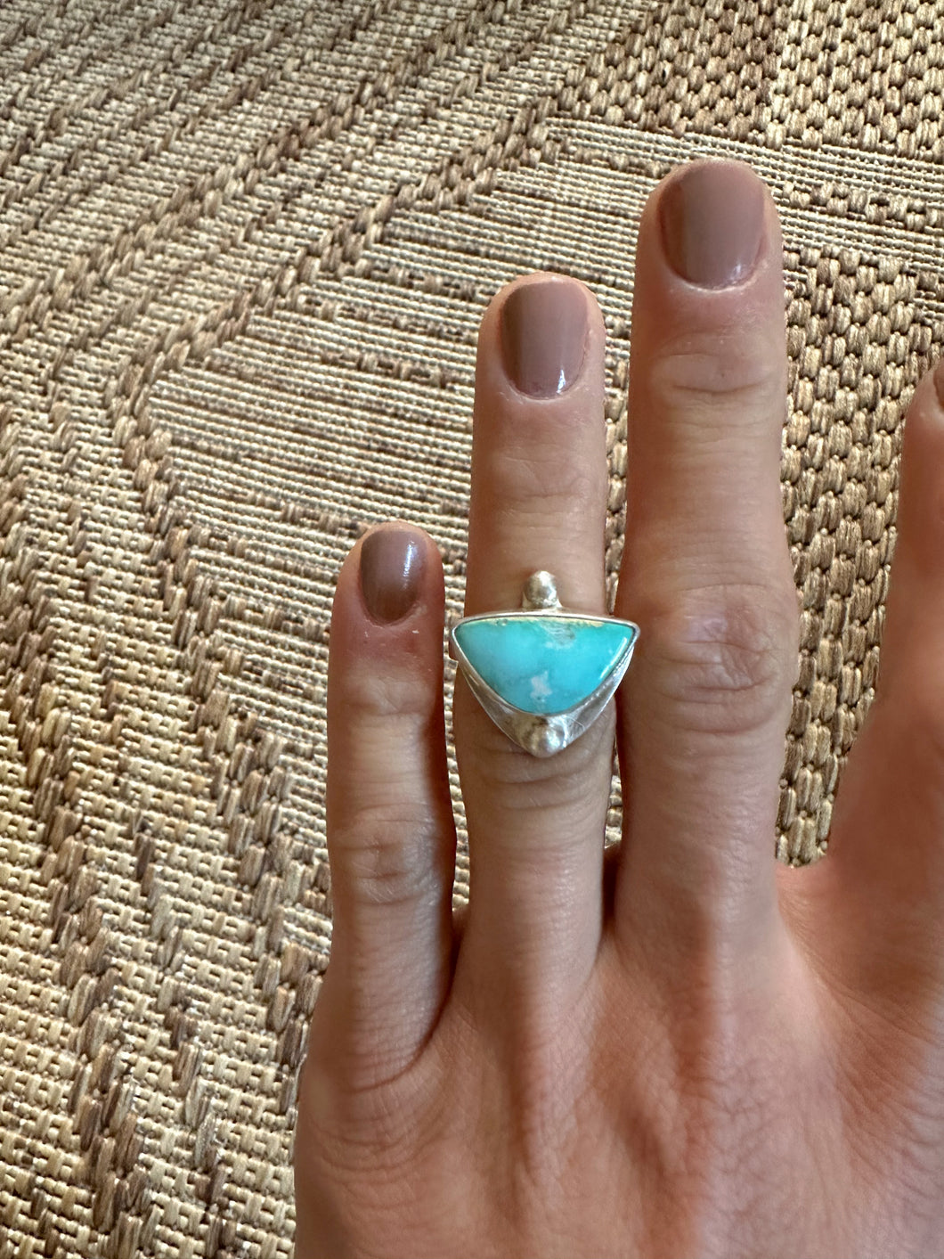 Half Moon Vintage Turquoise Ring Size 6