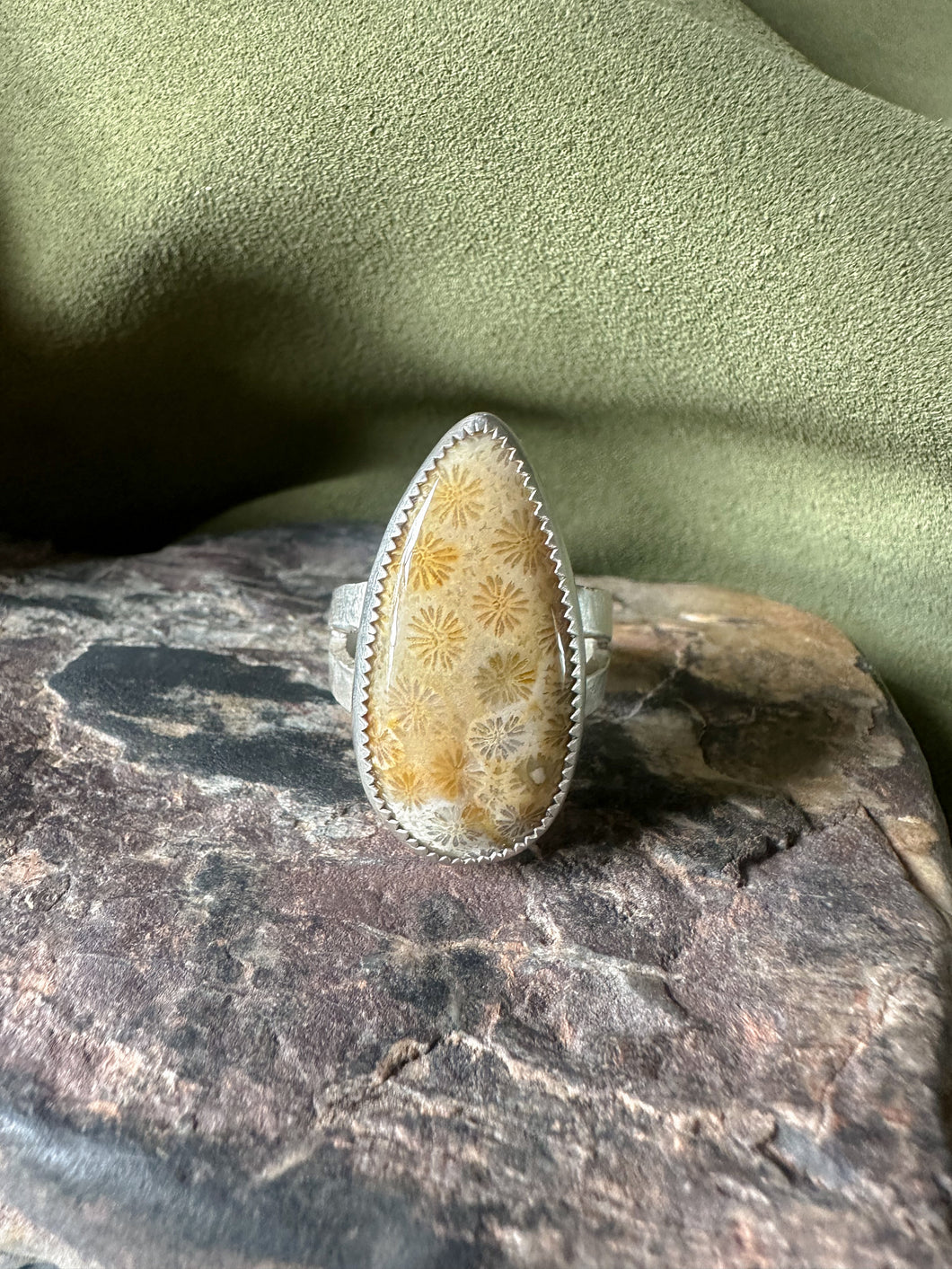 Fossilized Coral Ring Size 10