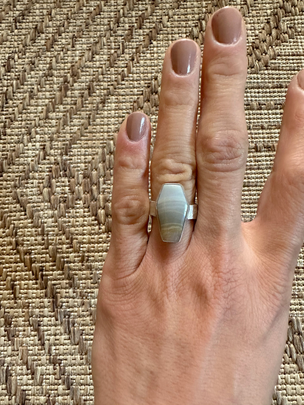 Agate Coffin Ring Size 8